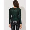 imageAllegra K Womens Halloween Long Sleeve Tops Sparkly Glitter Shiny Metallic TopsGreen