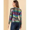 imageAllegra K Womens Halloween Long Sleeve Tops Sparkly Glitter Shiny Metallic TopsMulticolor