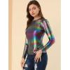 imageAllegra K Womens Halloween Long Sleeve Tops Sparkly Glitter Shiny Metallic TopsMulticolor