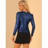 imageAllegra K Womens Halloween Long Sleeve Tops Sparkly Glitter Shiny Metallic TopsNavy Blue