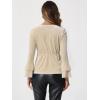 imageAllegra K Womens V Neck Velvet Blouse Halloween Party Flare Long Sleeve Peplum TopBeige