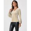 imageAllegra K Womens V Neck Velvet Blouse Halloween Party Flare Long Sleeve Peplum TopBeige