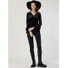 imageAllegra K Womens V Neck Velvet Blouse Halloween Party Flare Long Sleeve Peplum TopBlack