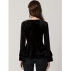 imageAllegra K Womens V Neck Velvet Blouse Halloween Party Flare Long Sleeve Peplum TopBlack