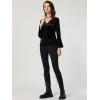 imageAllegra K Womens V Neck Velvet Blouse Halloween Party Flare Long Sleeve Peplum TopBlack