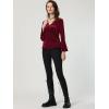 imageAllegra K Womens V Neck Velvet Blouse Halloween Party Flare Long Sleeve Peplum TopBurgundy