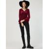 imageAllegra K Womens V Neck Velvet Blouse Halloween Party Flare Long Sleeve Peplum TopBurgundy