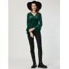 imageAllegra K Womens V Neck Velvet Blouse Halloween Party Flare Long Sleeve Peplum TopDark Green