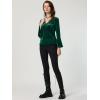 imageAllegra K Womens V Neck Velvet Blouse Halloween Party Flare Long Sleeve Peplum TopDark Green