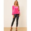 imageAllegra K Womens V Neck Velvet Blouse Halloween Party Flare Long Sleeve Peplum TopHot Pink