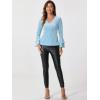 imageAllegra K Womens V Neck Velvet Blouse Halloween Party Flare Long Sleeve Peplum TopLight Blue