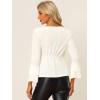 imageAllegra K Womens V Neck Velvet Blouse Halloween Party Flare Long Sleeve Peplum TopWhite