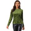 imageAllegra K Casual Velvet Top for Womens Soft Vintage Crew Neck Long Sleeve Christmas TShirtLight Green