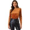 imageAllegra K Casual Velvet Top for Womens Soft Vintage Crew Neck Long Sleeve Christmas TShirtNeon Brown