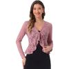 imageAllegra K Floral Lace Shrug for Womens Tie Front Top Ruffled Hem Office Sheer Crop Bolero CardiganDark Pink