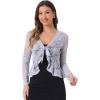 imageAllegra K Floral Lace Shrug for Womens Tie Front Top Ruffled Hem Office Sheer Crop Bolero CardiganDusty Grey