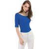 imageAllegra K Womens Half Sleeves Scoop Neck Fitted Layering Top Soft TShirtRoyal Blue