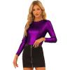 imageAllegra K Womens Halloween Long Sleeve Tops Sparkly Glitter Shiny Metallic TopsPurple