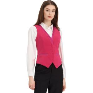 imageAllegra K Velvet Suit Waistcoat for Womens Retro Sleeveless Steampunk Blazer Dressy VestHot Pink