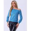 imageAllegra K Sparkly Sequin Top for Womens OffShoulder Long Sleeve Party TopsBlue