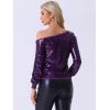 imageAllegra K Sparkly Sequin Top for Womens OffShoulder Long Sleeve Party TopsDark Purple