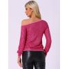 imageAllegra K Sparkly Sequin Top for Womens OffShoulder Long Sleeve Party TopsHot Pink