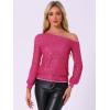 imageAllegra K Sparkly Sequin Top for Womens OffShoulder Long Sleeve Party TopsHot Pink