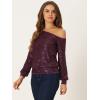 imageAllegra K Sparkly Sequin Top for Womens OffShoulder Long Sleeve Party TopsPurple