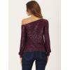 imageAllegra K Sparkly Sequin Top for Womens OffShoulder Long Sleeve Party TopsPurple