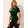 imageAllegra K Womens Christmas Velvet Top Crew Neck Short Sleeve Casual TShirtGreen