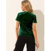 imageAllegra K Womens Christmas Velvet Top Crew Neck Short Sleeve Casual TShirtGreen