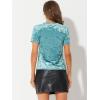imageAllegra K Womens Christmas Velvet Top Crew Neck Short Sleeve Casual TShirtLight Blue