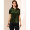imageAllegra K Womens Christmas Velvet Top Crew Neck Short Sleeve Casual TShirtOlive Green