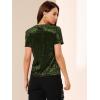 imageAllegra K Womens Christmas Velvet Top Crew Neck Short Sleeve Casual TShirtOlive Green