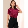 imageAllegra K Womens Christmas Velvet Top Crew Neck Short Sleeve Casual TShirtRed