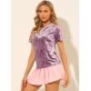 imageAllegra K Womens Christmas Velvet Top Crew Neck Short Sleeve Casual TShirtRose Pink