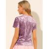 imageAllegra K Womens Christmas Velvet Top Crew Neck Short Sleeve Casual TShirtRose Pink