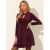 imageAllegra K Womens Keyhole Neck Dresses High Waist Long Sleeve Christmas Velvet Swing Mini DressBurgundy