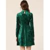 imageAllegra K Womens Keyhole Neck Dresses High Waist Long Sleeve Christmas Velvet Swing Mini DressDark Green