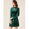 imageAllegra K Womens Keyhole Neck Dresses High Waist Long Sleeve Christmas Velvet Swing Mini DressDark Green