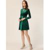 imageAllegra K Womens Keyhole Neck Dresses High Waist Long Sleeve Christmas Velvet Swing Mini DressDark Green