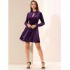 imageAllegra K Womens Keyhole Neck Dresses High Waist Long Sleeve Christmas Velvet Swing Mini DressPurple