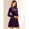 imageAllegra K Womens Keyhole Neck Dresses High Waist Long Sleeve Christmas Velvet Swing Mini DressPurple