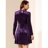 imageAllegra K Womens Keyhole Neck Dresses High Waist Long Sleeve Christmas Velvet Swing Mini DressPurple