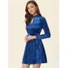 imageAllegra K Womens Keyhole Neck Dresses High Waist Long Sleeve Christmas Velvet Swing Mini DressRoyal Blue