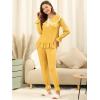 imageAllegra K Womens Sleepwear Lounge Peter Pan Collar Long Sleeve Ruffle Pajama Set