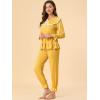 imageAllegra K Womens Sleepwear Lounge Peter Pan Collar Long Sleeve Ruffle Pajama Set