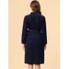 imageAllegra K Womens Velvet Bathrobe Soft Lounge Pajamas Sleepwear Tie Waist Flannel RobeNavy