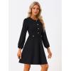 imageAllegra K Work Office Dress for Womens Button Decor ALine Long Sleeve DressBlack