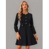 imageAllegra K Work Office Dress for Womens Button Decor ALine Long Sleeve DressBlack